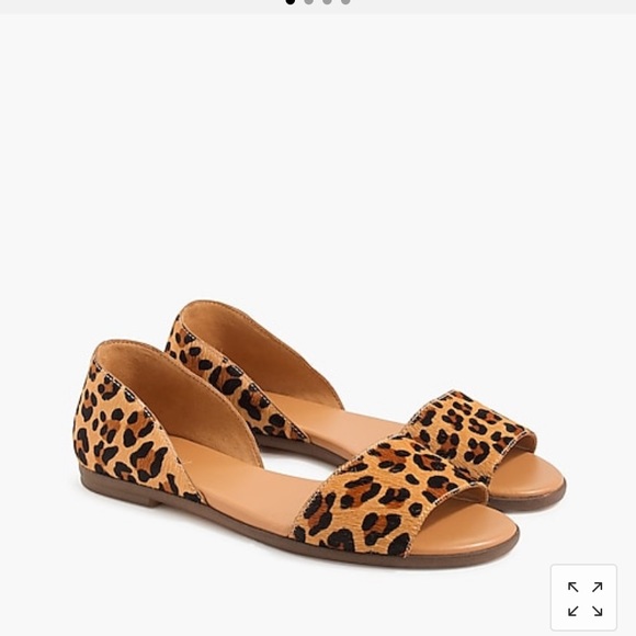 J. Crew Factory Shoes - Leopard Calf Hair Peep-Toe Flats J. Crew, H8302